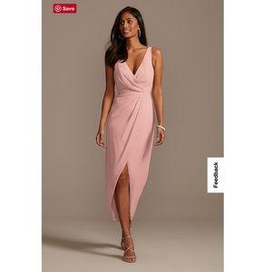 David’s Bridal V Neck Tank Dress with Tulip Skirt